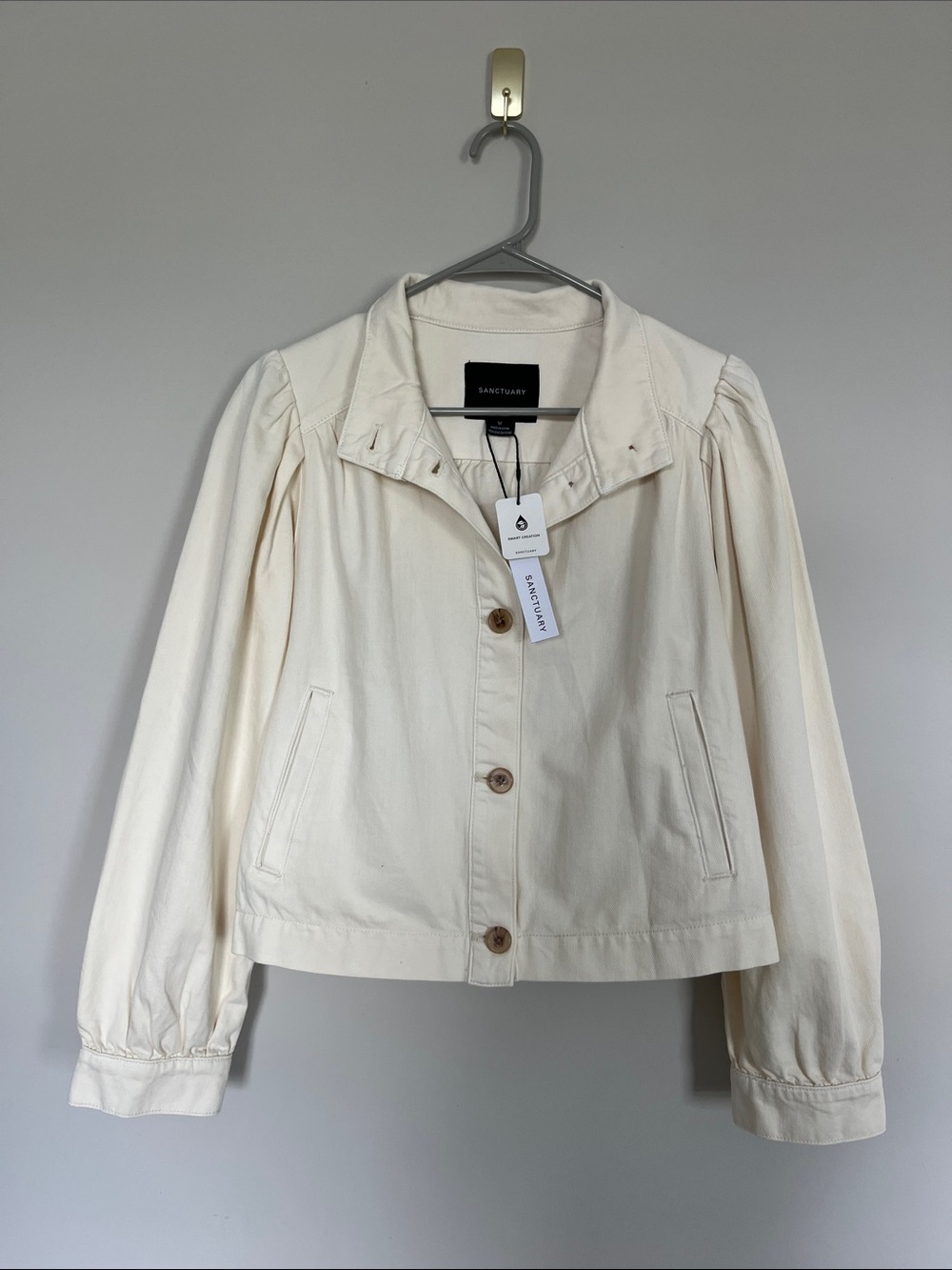 Brand New 100% Cotton Sanctuary Cream Denim Jacket - Picture 2 of 6